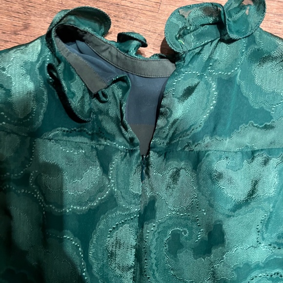 Saloni Rina B Satin Jacquard Mini Green Dress Size 0 - Picture 7 of 9